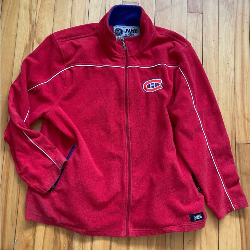 Vtg Montreal Canadiens NHL Fleece Zip Up Jacket XXL / TTG Men Red Ilanco